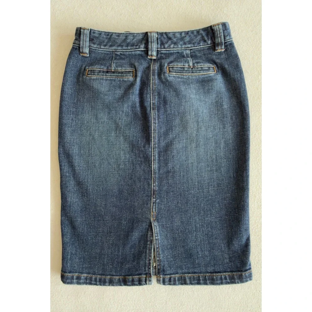 Lauren Ralph Lauren Denim Pencil Skirt Medium Wash Blue Zip Pocket Womens Size 0